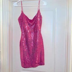 super cute mini pink sparkly dress! only worn once and in great condition!